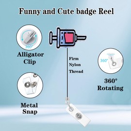 Abamilaka Nursse Phlebotomy Badge Reel Holder Clip Retractable for Nurses Cute Phlebotomist Nursing Funny RN CNA Badge Holder with Alligator Clip Acrylic Name Badge Clip Hospital Accessories CG127