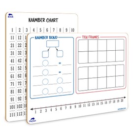 SCRIBBLEDO Number Bond, Ten Frame & Number Line 9x12 Double-Sided Dry Erase Math Board 1–120 Number Chart on Back Reusable Learning Whiteboard for Teacher Classroom Student Homeschool