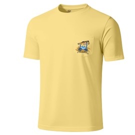Palmyth Fishing Shirts for Men Short Sleeve Sun Protection T-Shirts UPF 50+ Rash Guard Tee Yellow Crab 2X-Large