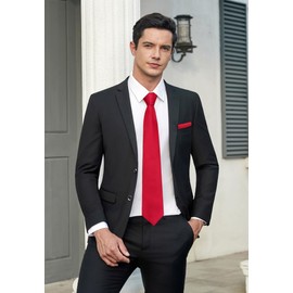 Red Ties for Men Ties with Pocket Square Set Formal Plain Neck Tie Handkerchief Solid Mens Ties Set Wine Red Satin Silk Burgundy Neckties Wedding