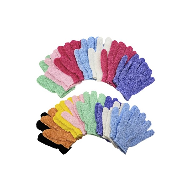 30 Pcs Exfoliating Shower Gloves, 15 Colours