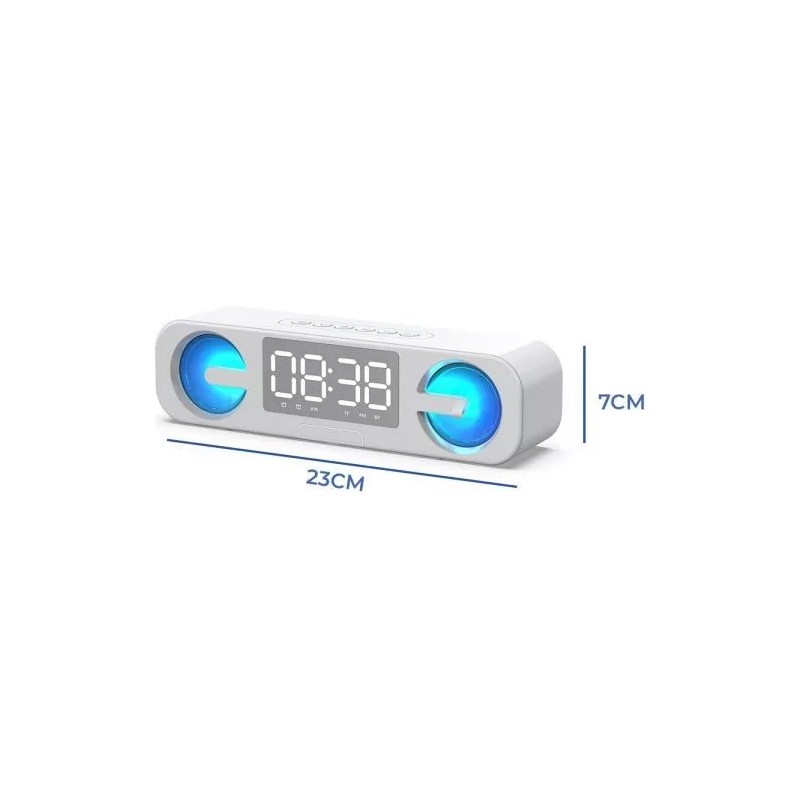 EGTMA Reloj Despertador Con Alarma Radio Bocina Con Luz Bluetooth