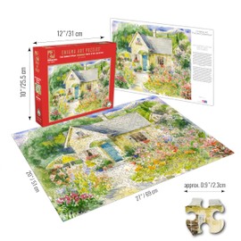 1000 piece puzzle for Adults Enigma ALENA Cozy Summer Cottage 27X20 blueboard jigsaw by Playview Brands