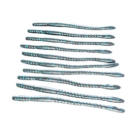 Double Catch Fishing Floating Worm 10 Per Pack 6 Inch Scented Bass, Walleye and More (Black and Blue)