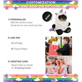 DolliBu Black Bear Unicorn Plush Stuffed Animal Toy - Super Soft Bear Unicorn Dress Up with Removable Plush Unicorn Outfit, Cute Bear Unicorn Fantasy Plush Gift with White Unicorn Dress - 9 Inches