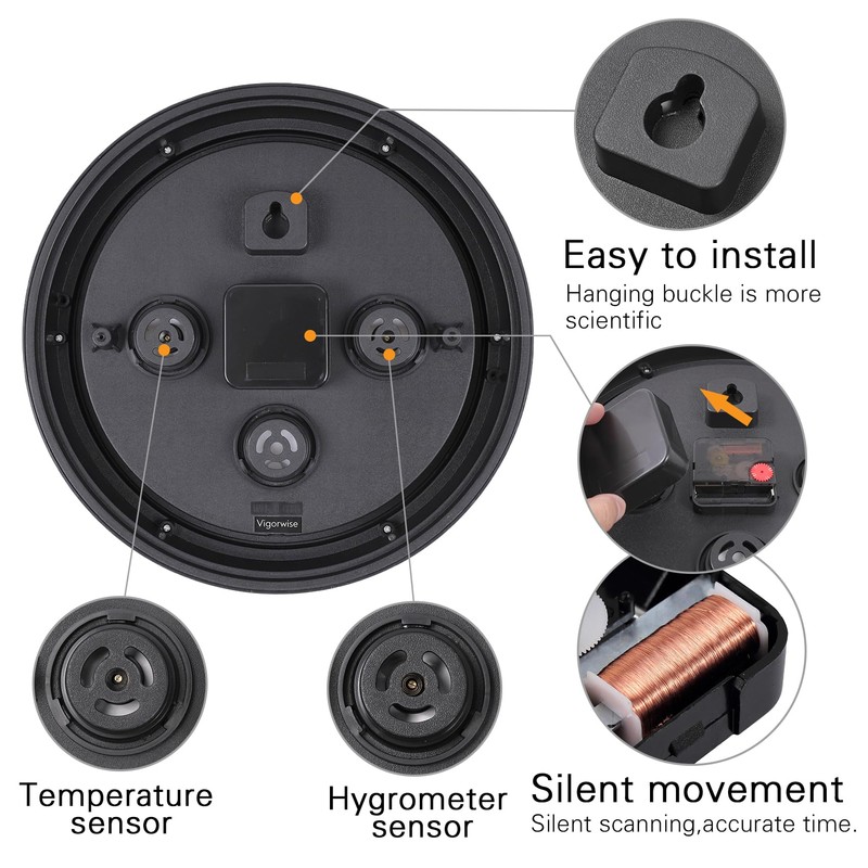 Vigorwise 12 inch Outdoor Wall Clock, Plastic Waterproof Outdoor Clock