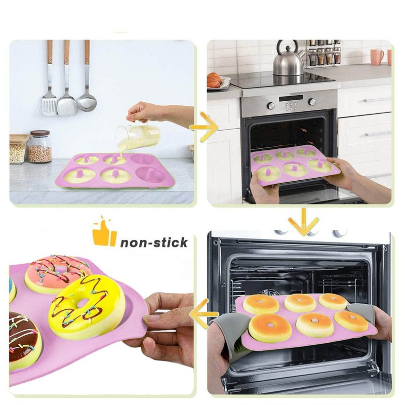 Molde para donas, 2 moldes de silicona para rosquillas, con