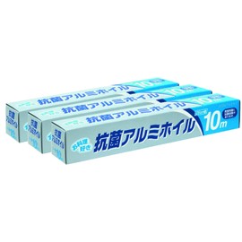 Alphamic Aluminum Foil, Set of 3, Antibacterial, 9.8 inches (25 cm) x 32.8 ft (10 m), Antibacterial Effect on Both Sides