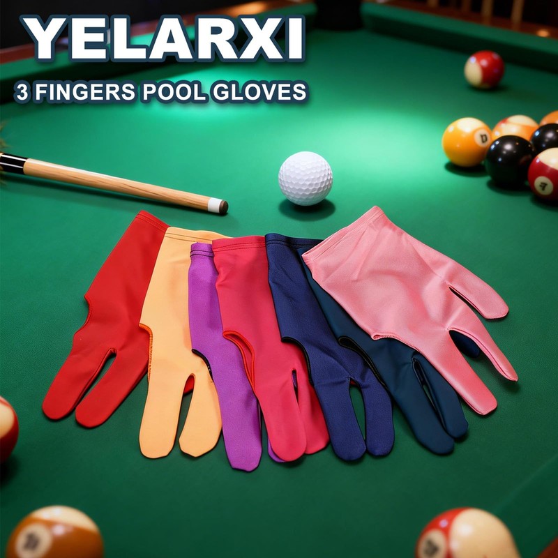 YELARXI Three Fingers Pool Gloves Billiards Left Hand Cue Sport