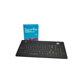Keysource Int'L KSI-1801 SX B KSI Keyboards, San-A-Key Cleaning Technology, Silicone Cover with Integrated Backlighting with Adjustable Intensity, Easy Clean Button, Black, Detachable USB