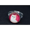 Miniblings Ring with Silver Animal Head Cat Kitten Pink Plain