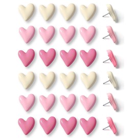 30 pcs - Heart Decorative Push Pins, Pink Cute Push Pins for Bulletin Board, Office or Home (30Pcs - Pink)