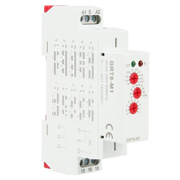 GRT8-M1 Delay Time Relay Multifunctional DIN Rail Mount Time Relay with LED Indicators for Industrial Equipment Lighting Control