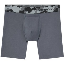 Tommy John Men’s Trunk 6" Underwear - Supima Cool Cotton Boxers with Supportive Contour Pouch - Cool, Dry Pima Cotton Blend, Iron Grey/Grey Camo, Small