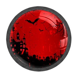 MSINMKOK 4 Pack Cabinet Knobs Red Halloween Bat Drawer Pulls Crystal Glass Round Knobs Handles for Dressers Drawer Bathroom Kitchen Cupboards Wardrobes Hardware Furniture Knobs