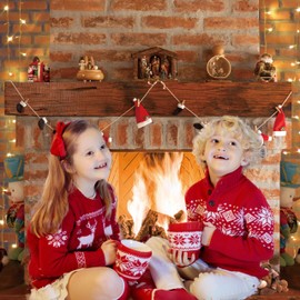 LIVUCEE 5X7ft Soft Fabric Christmas Fireplace Photography Backdrops Red Brick Wall Decoration Background Xmas Eve Party Supplies Banner Photo Booth Prop