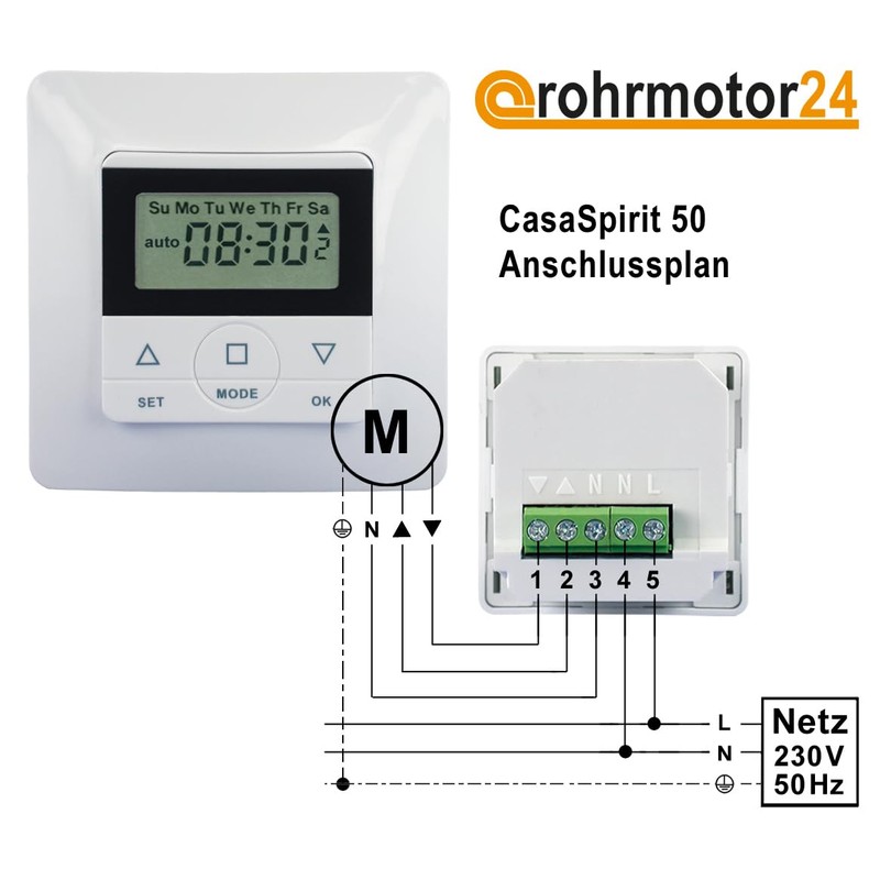 CasaSpirit50 Comfort Roller Shutter Control Timer Switch with Child Lock