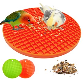 2Pcs Bird Foraging Toys Puzzle,Bird Slow Feeder Mats, Extend Feeding Time with Interactive Foraging Toys, Enrichment Toys for Parakeet, Cockatiel, African Grey, Conure, Budgies (Orange and Green)