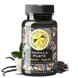 Alcohol free Vanilla Paste - Bourbon, Madagascar, Kosher, Halal, non- GMO, Alcohol-Free, Sugar free, Gluten free, contains fresh vanilla powder (Alcohol Free 4oz)