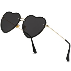 Breaksun Rimless Heart Sunglasses for Women Girls Trendy Heart Shaped Glasses Cute Love Sun Glasses Fashion Lovely Style (Grey)