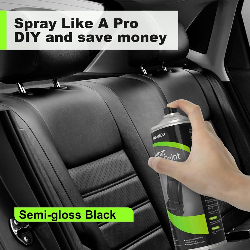 NADAMOO Leather Spray Paint Semi-Gloss Black 2 Cans - Flexible