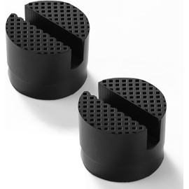 Zodazoqa 2 Pcs Car Trolley Slotted Jack Rubber Potector Pad Universal Jacking Puck Support Blocks 48mm Diameter,Bearing 3 tons for Trolley Jack Pinch Weld (Black)