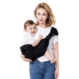 JOYNCLEON Baby Sling Carrier Toddler Carrier Boys Girls Newborn to Toddler Essentials Safety Non-Slip Baby Half Wrapped Sling Hip Carrier Black