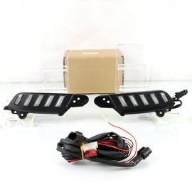 ECAHAYAKU White/Amber LED Front Bumper Fog Light Fit For Toyota Tacoma 2016-2023 Daytime Running Light With Amber Sequential Turn Signal light