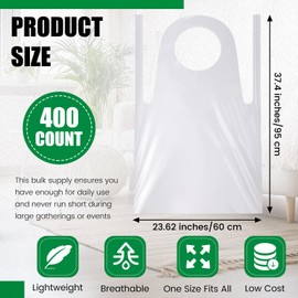 Velmitten 400 Pack Plastic Disposable Aprons Adults 24 x 37 Inch Large Clear Aprons for Cooking Disposable Smocks for Painting Picnic DIY Crafts Birthday Party Meeting Various Needs