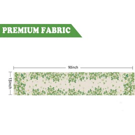 St. Patrick's Day Table Runner Shamrock Flowers Butterfly Seasonal Kitchen Dining Table Indoor Outdoor Party Decorations 13x90 Inch