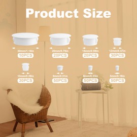 LHOEST 250PCS Plastic Plug Hole, Snap-In White Hole Plugs for Screw Caps Covers, Fastener Screw Hole Cover for Cabinet Furniture Locking 0.19"/0.23"/0.31"/0.39"/0.47"/0.59"/0.78"/1.18"