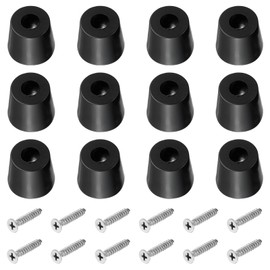 PATIKIL Cutting Board Feet, 12 Pack Round Rubber Feet Bumpers Non Slip Bumper Pads with Stainless Steel Screws for Furniture Chairs Desks Electronics (0.19" Wx0.67 H)