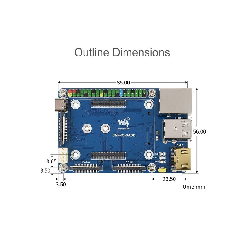 Mini Base Board for Raspberry Pi Compute Module 4, with