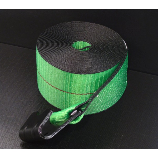 PM 2 GREEN 4" x 30' Winch Straps w Flat