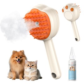 6-in-1 Cat Brushes for Indoor Cats & Dog Brush for Shedding, Rechargeable Anti-Static pet supplies with Massage Cleaning Combing and Shedding Control All in One, MilkyWhite-Includes Waterless Shampoo