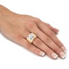18k Gold over Sterling Silver Round and Baguette Cubic Zirconia