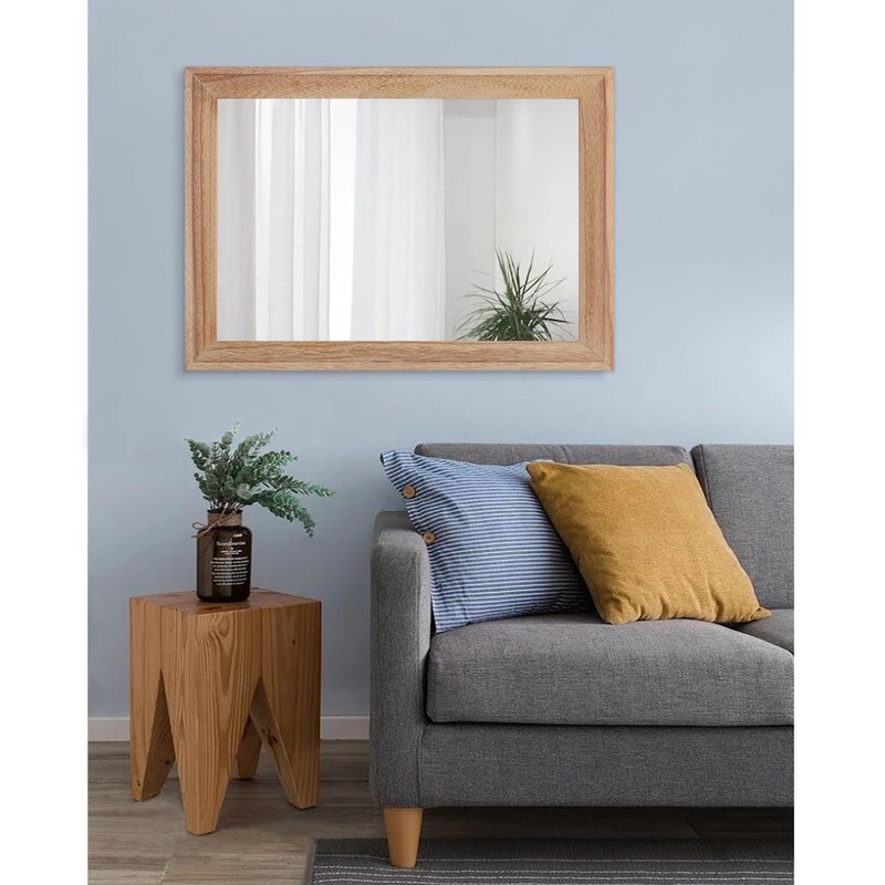AAZZKANG Rustic Mirrors for Wall Rectangle Wooden Frame Hanging Mirror