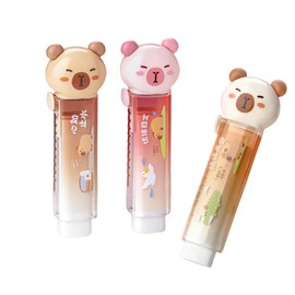 3 Pcs Cute Capybara Cartoon Shaped Erasers Cute Push Pull Design Students School Supplies for Classroom Rewards Party Favors（A Pack of 3 Colors）