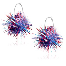 WCRAZYE Handmade 4th of July Earrings for Women Tassels Red White Blue Firework Earrings USA Flag Star Earrings Patriotic Garland Cheerleading Decorations for 4th of July Independent Day Party (C)