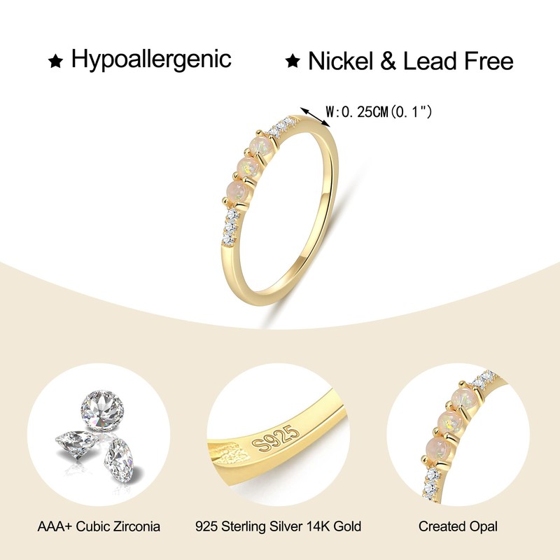 Ever Faith Opal Rings for Women, 925 Sterling Silver CZ