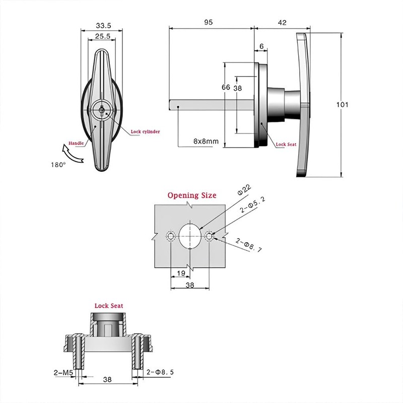 BEALIFE RV Truck Topper Fastener Heavy Duty T-Handle Lock Truck