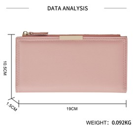 Purses for Women,Slim Bifold Women's Wallet with Zipper Pocket Thin Card Holder Purse for Ladies,Christmas Party Bag fillers,Pink