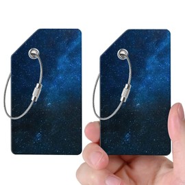 2 Luggage Tags, (1" Smaller Than Traditional) Perfect for Quick Luggage Identification with Stainless Steel Ring and Address Card for Travel and Luggage (Star)