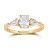 Three Stone CZ Engagement Ring | Women's 14K Gold Leaf