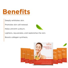 Vedicline Vitamin C Facial Kit with Aloe Vera, Turmeric And Niacinamide for Glowing Skin, 50ml (Monodose of 6 Sachet)