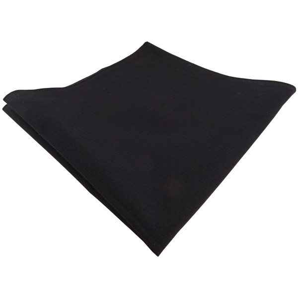 TigerTie Pocket Square Plain Black 100% Cotton Size 34 x