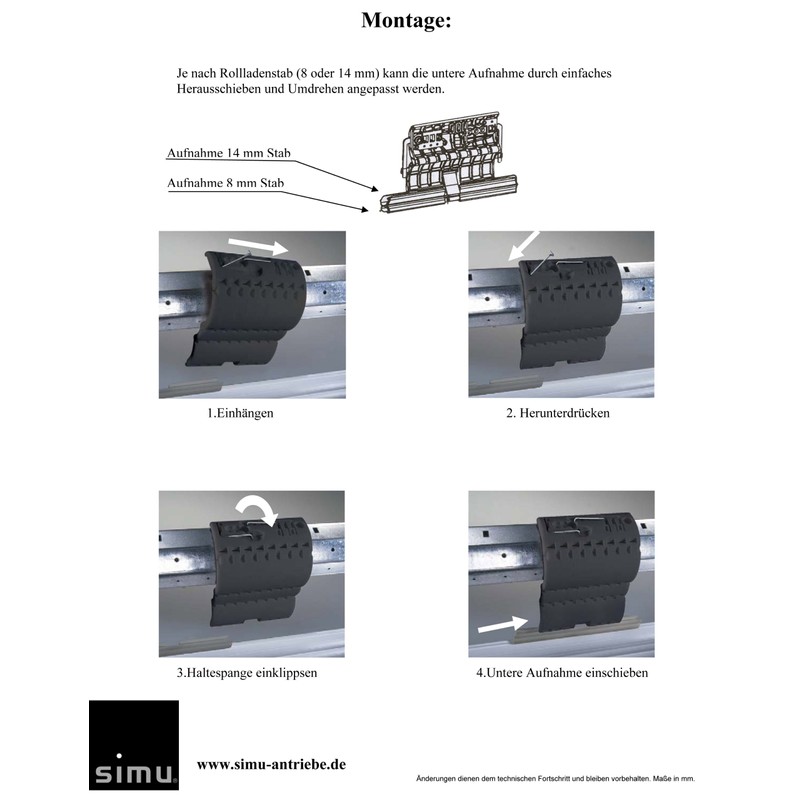 Anti-slip protection, fixed shaft connector, 1-link, for roller shutters (burglary