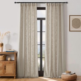 NICETOWN Taupe Thick Linen Curtains 84 inches Long for Living Room 2 Panels Set, Back Tab/Rod Pocket with Pleat Tape Privacy Added Window Treatments for Farmhouse/Bedroom, W55 x L84