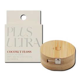 PLUS ULTRA Dental Floss with Reusable Bamboo Case – Coconut Flavored Recycled Nylon Floss with Vegan Wax – Zero Plastic, Refillable – 32 Yards (Pack of 1)