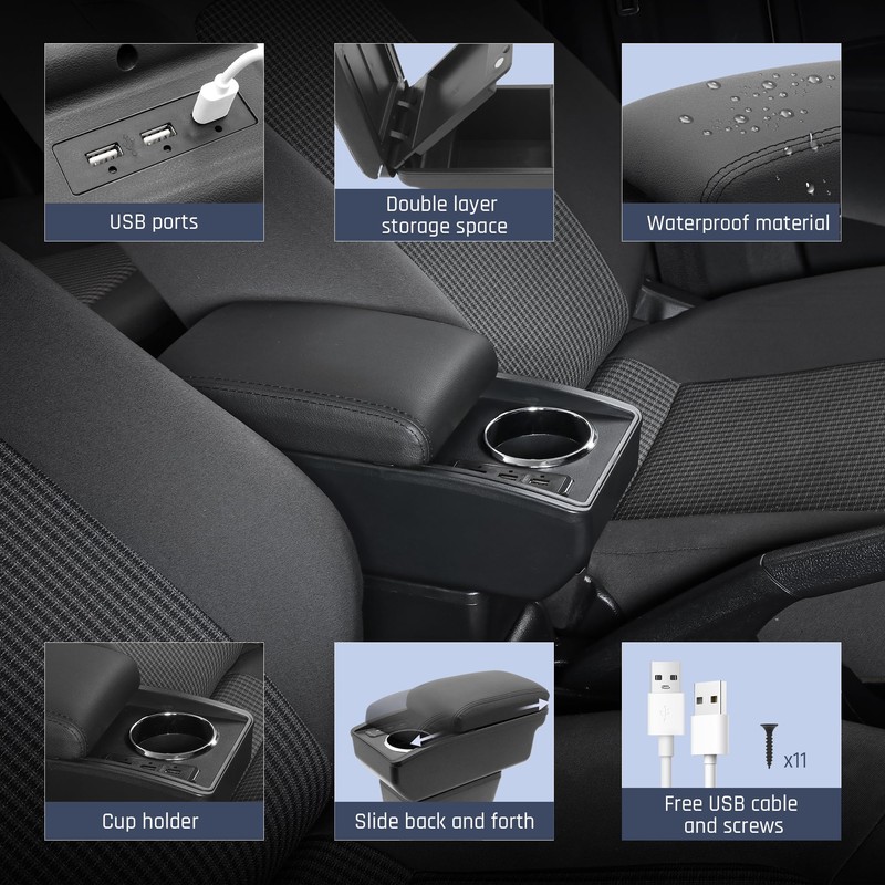 Car Armrest Storage Box for Mitsubishi Mirage Attrage 2014-2024 Double
